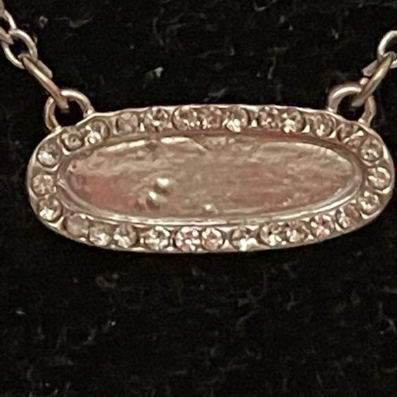 18” silver tone chain necklace & 1” engravable pendant & 30 bezel set crystals - Picture 2 of 9